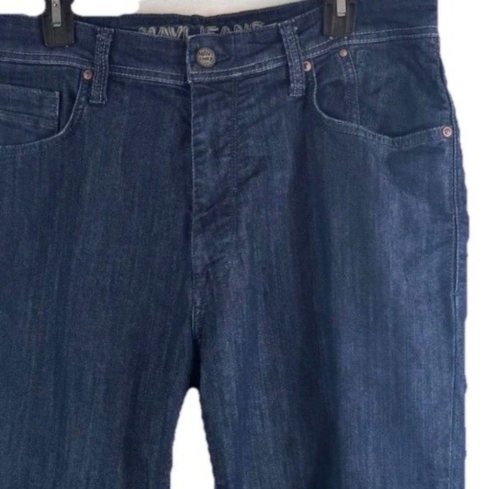 Mavi Max Jeans Mens 34x30 Dark Wash Blue Mid Rise Wide Leg Stretch Denim